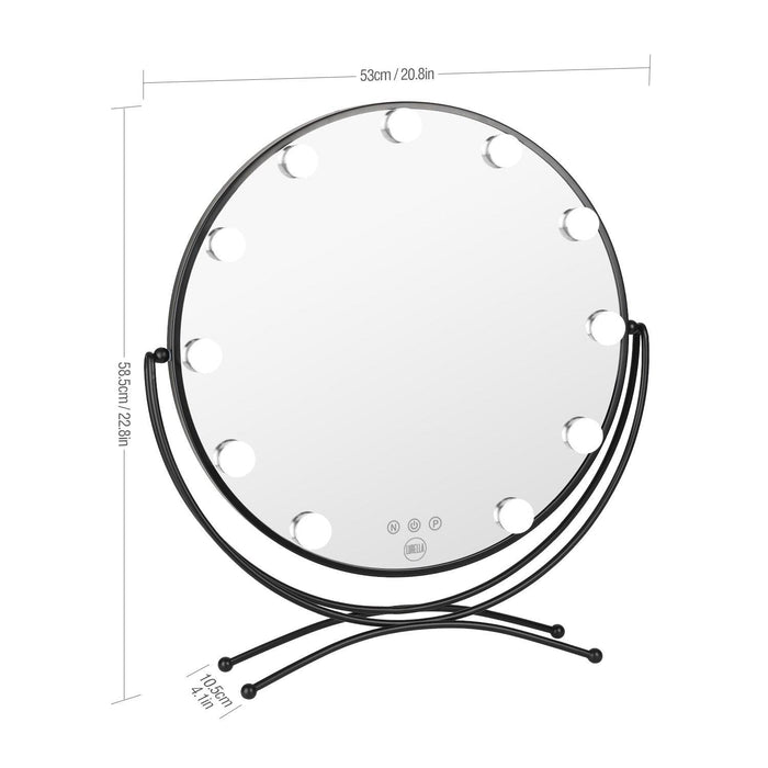 11 Bulb Round Vanity Mirror - Jet Black - BarberSets