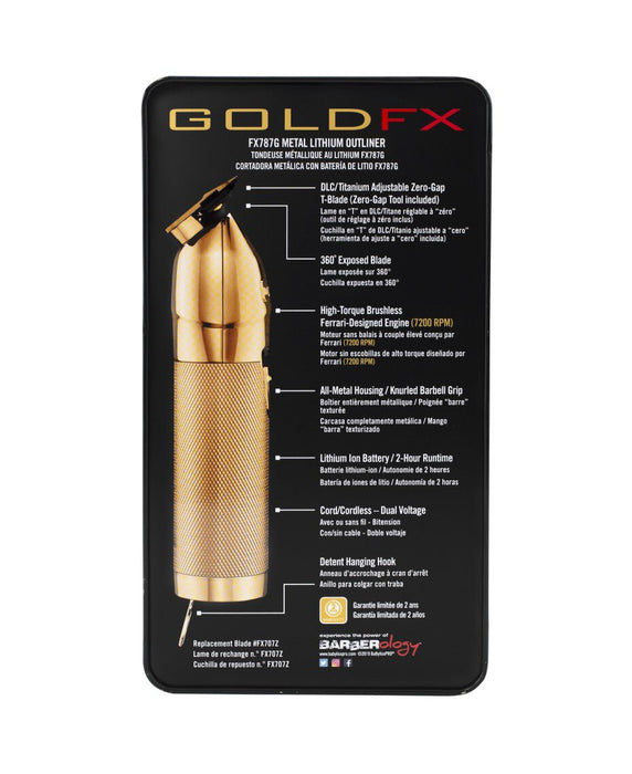 BaBylissPRO GoldFX Cordless Trimmer - Professional High-Precision Gold Detailing and Outlining Tool