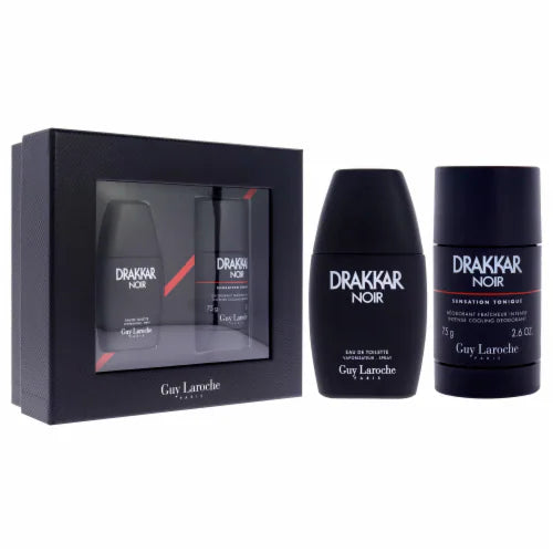 Drakkar Noir by Guy Laroche for Men - 2 Pc Gift Set 1oz EDT Spray, 2.6oz Deodorant Stick