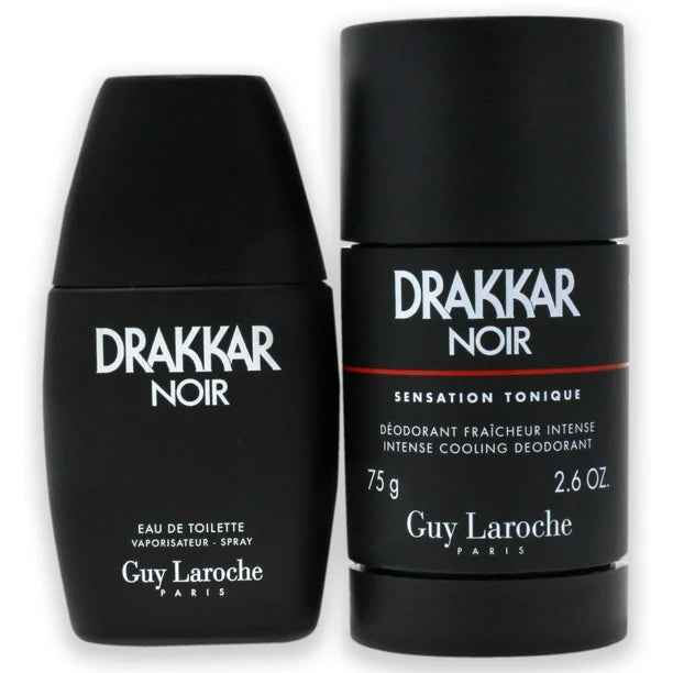 Drakkar Noir by Guy Laroche for Men - 2 Pc Gift Set 1oz EDT Spray, 2.6oz Deodorant Stick