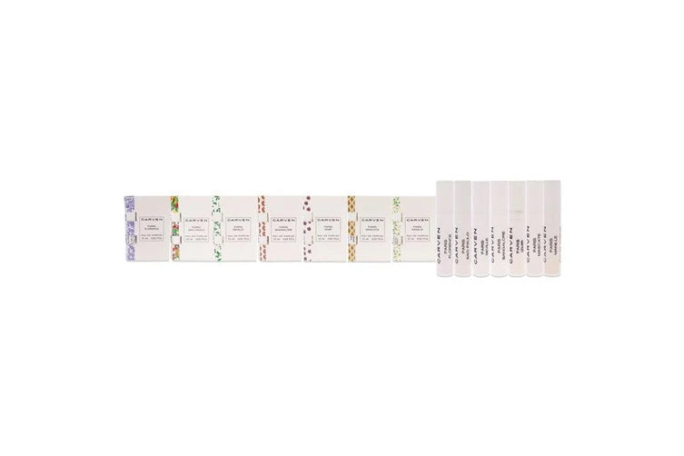 Carven Collection Mini Sampler Set by Carven for Women - 7 Pc Sampler Set 0.05 Seville, 0.05 Manille, 0.05 Sao Paulo, 0.05 Florence, 0.05 Mascate, 0.05 Izmir, 0.05 Bangalore