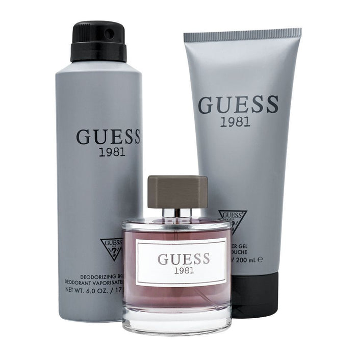 Guess 1981 by Guess for Men - 3 Pc Gift Set 3.4oz EDT Spray, 6oz Deodorant Body Spray, 6.7oz Shower Gel