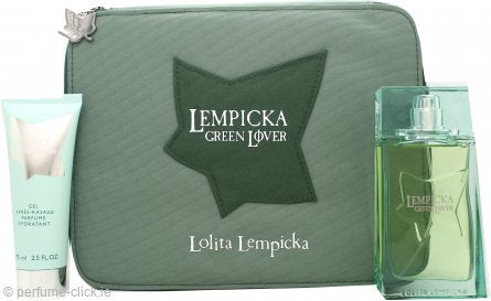 Green Lover by Lolita Lempicka for Men - 3 Pc Gift Set 3.4oz EDT Spray, 2.5oz After Shave Gel, Pouch