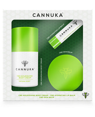 Kit hydratant pour le visage de Cannuka pour femme - Kit 3 pièces 1,6 oz de crème harmonisante pour le visage, 0,17 oz de baume pour les yeux apaisant, 0,15 oz de baume à lèvres hydratant