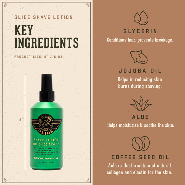 Glide Shave Lotion - Spiced Vanilla by 18.21 Man Made for Men - 6 oz Shave Lotion