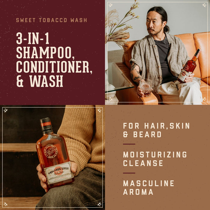 Man Made Wash - Sweet Tobacco par 18.21 Man Made for Men - Shampoing, revitalisant et nettoyant pour le corps 3 en 1 de 0,5 oz