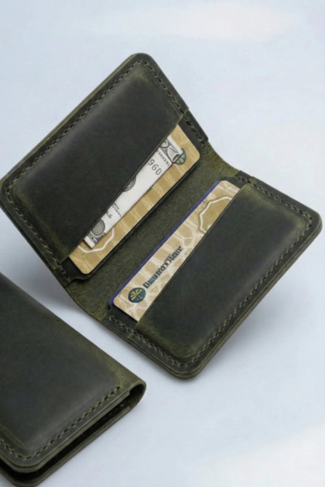 Purple Genuine Leather Card Holder Handmade for Men Gift Premium