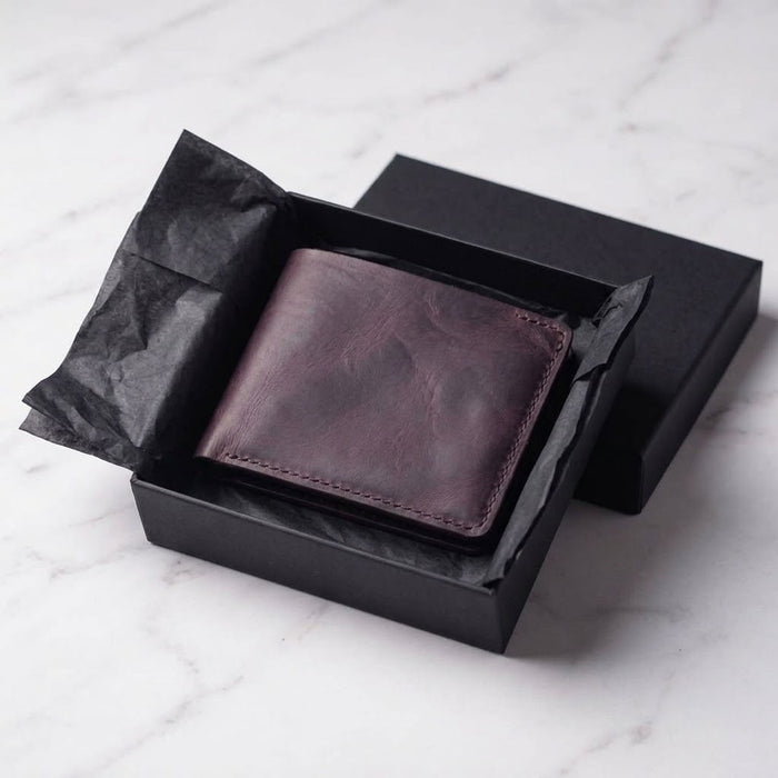 Genuine Leather Wallet 10 Card Slots Handmade for Men Gift - Purple