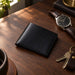 Black Slim Genuine Leather 6 Card Slots Wallet Saddle Stitch Handmade
