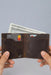 Black Slim Genuine Leather 6 Card Slots Wallet Saddle Stitch Handmade