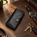 Black Genuine Leather 4 Card Slots Wallet Phone Pocket Handmade for Men Gift