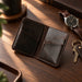 Slim Genuine Leather Card Wallet 6 Card Slots Minimalist Handmade Men Gift - Dark Brown