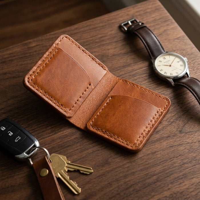 Tan Genuine Leather Wallet Handmade for Men Gift