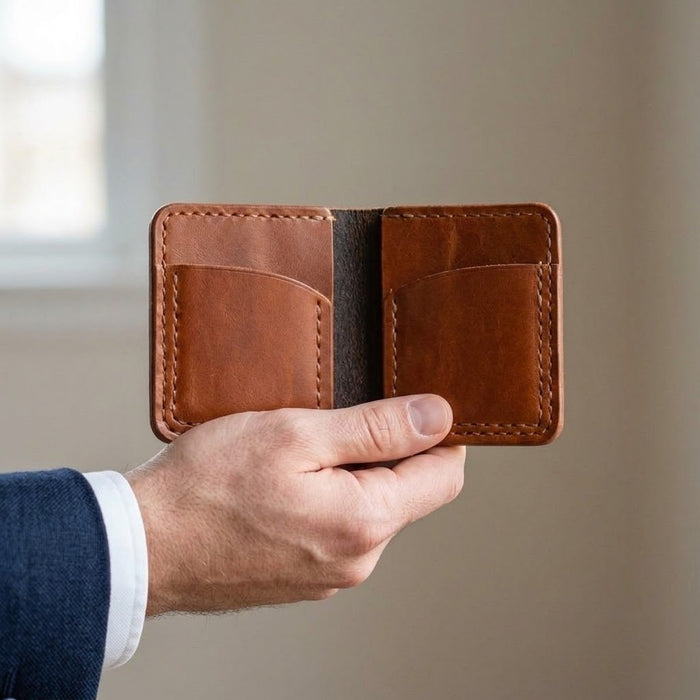 Tan Genuine Leather Wallet Handmade for Men Gift