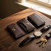 Dark Brown Genuine Leather Wallet Italian Stitch Handmade for Men Gift