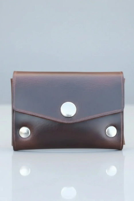 Dark Brown Slim Suede Lined Genuine Leather Card Holder Handmade for Men Gift