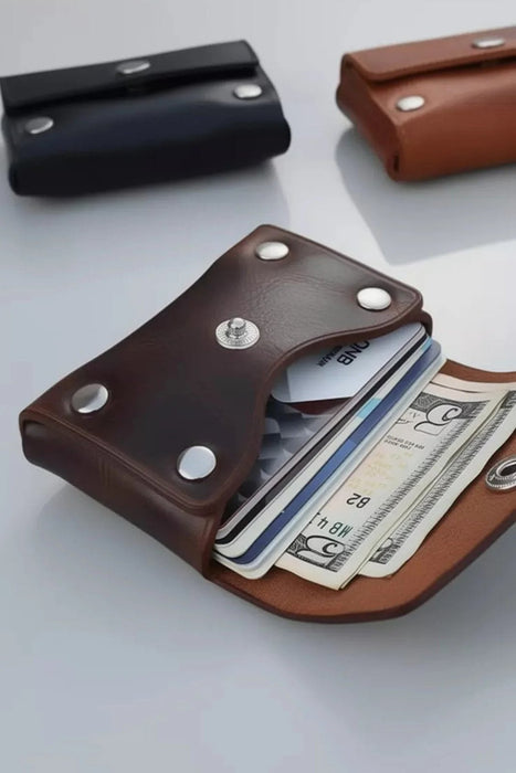 Dark Brown Slim Suede Lined Genuine Leather Card Holder Handmade for Men Gift