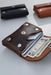 Dark Brown Slim Suede Lined Genuine Leather Card Holder Handmade for Men Gift