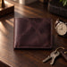 Purple Genuine Leather 4 Card Slots Wallet Handmade for Men Gift