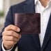 Purple Genuine Leather 4 Card Slots Wallet Handmade for Men Gift