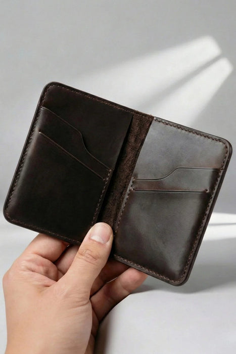 Tan Slim Genuine Leather Wallet Handmade for Men Gift
