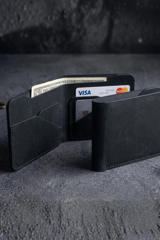 Dark Green Vertical Genuine Leather 8 Card Slots Wallet Handmade for Men Gift