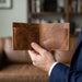 Tan Slim Genuine Leather 6 Card Slots Wallet Handmade for Men Gift