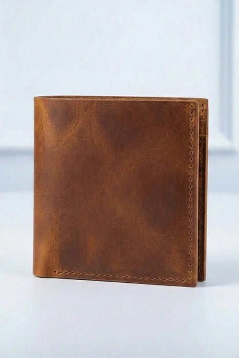 Tan Slim Genuine Leather 6 Card Slots Wallet Handmade for Men Gift
