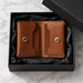 Genuine Leather Snap Wallet Compact Card Case Handmade for Men Gift - Tan