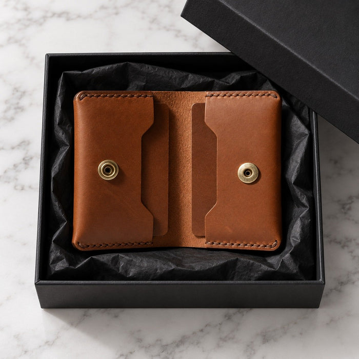 Tan Genuine Leather Wallet Saddle Stitch Handmade for Men Gift Premium