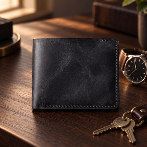 Genuine Leather Wallet 10 Card Slots Handmade for Men Gift - Black