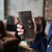 Genuine Leather Long Wallet 4 Card Slots Phone Pocket Snap Handmade Men Gift - Dark Brown