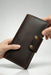 Dark Brown Genuine Leather 4 Card Slots Wallet Italian Stitch Phone Pocket
