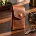 Cognac Trifold Slim Genuine Leather 9 Card Slots Wallet Handmade for Men Gift