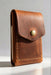 Trifold Slim Genuine Leather Wallet 9 Card Slots Snap Handmade for Men Gift - Cognac
