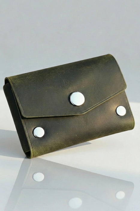 Brown Slim Suede Lined Genuine Leather Card Holder Handmade for Men Gift