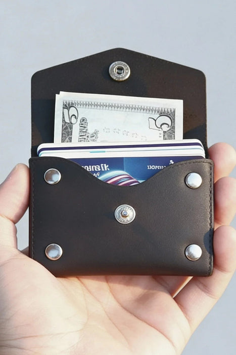 Brown Slim Suede Lined Genuine Leather Card Holder Handmade for Men Gift