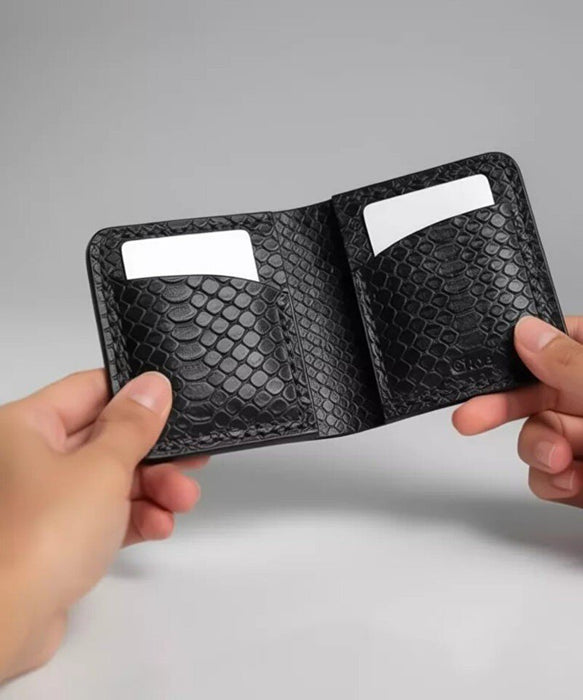 Snake Print Genuine Leather Wallet Handmade for Men Gift