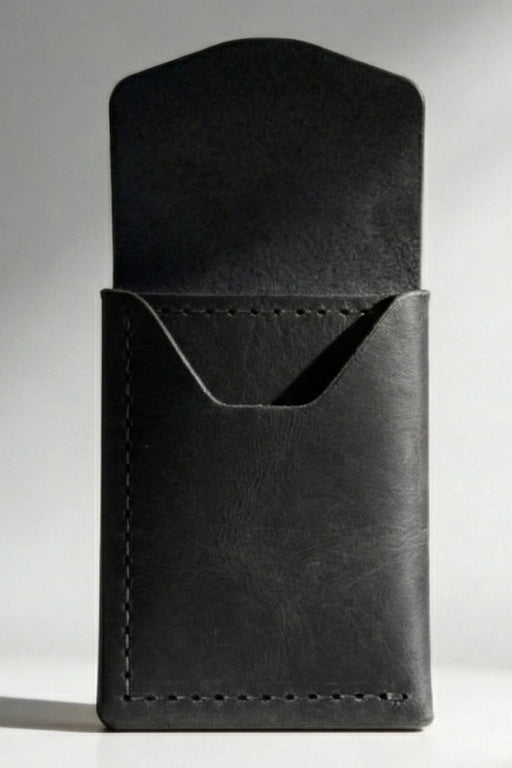 Black Trifold Slim Genuine Leather 9 Card Slots Wallet Handmade for Men Gift
