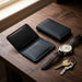 Genuine Leather Bifold Card Holder Italian Stitch Handmade for Men Gift - Black