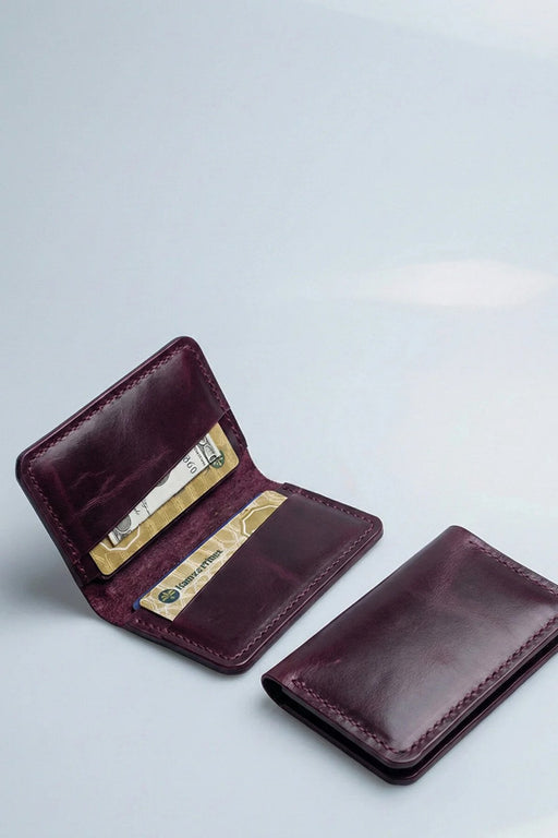 Black Genuine Leather Card Holder Italian Stitch Handmade for Men Gift