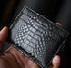 Snake Print Genuine Leather Wallet Saddle Stitch Handmade for Men Gift
