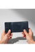 Genuine Leather Card Wallet 6 Card Slots Italian Stitch Handmade for Men Gift - Navy