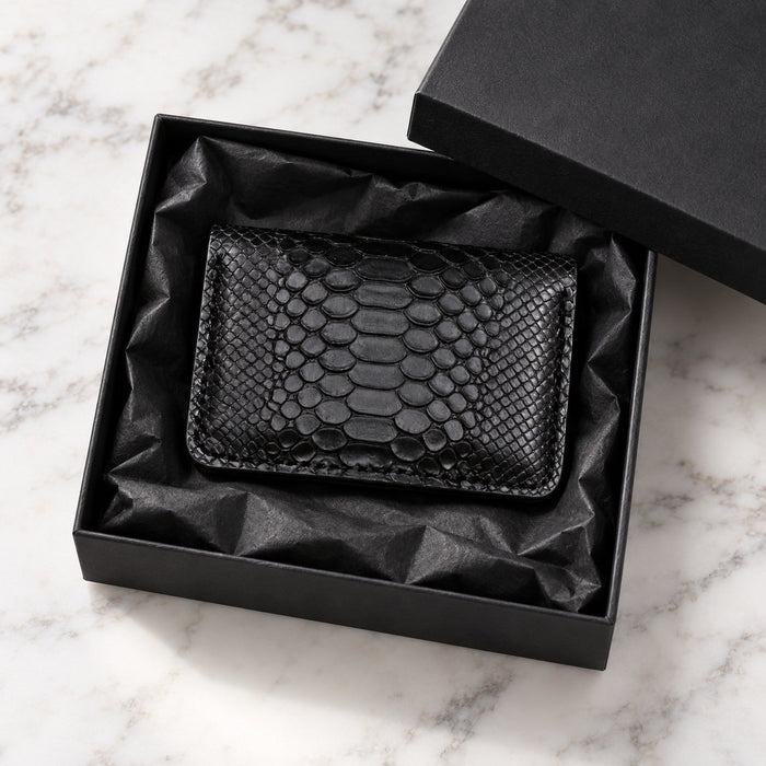 Snake Print Genuine Leather Wallet Compact Handmade for Men Gift