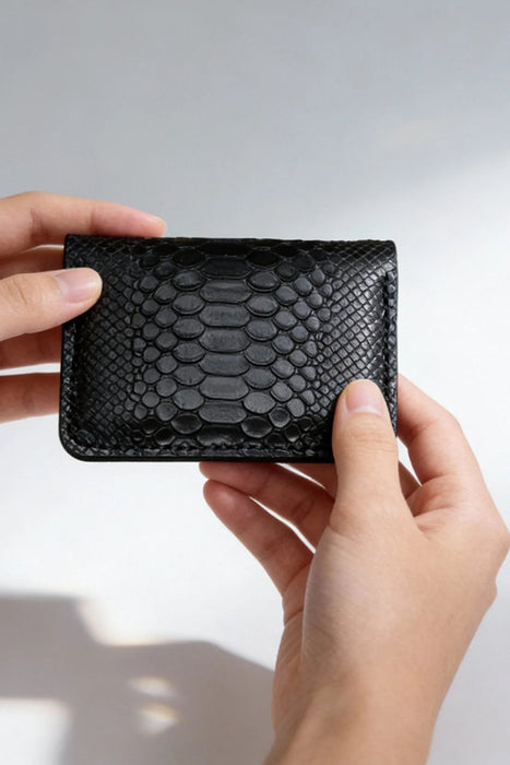 Snake Print Genuine Leather Wallet Compact Handmade for Men Gift