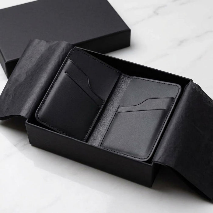 Black Slim Genuine Leather 6 Card Slots Wallet Handmade for Men Gift