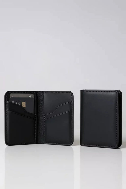 Black Slim Genuine Leather 6 Card Slots Wallet Handmade for Men Gift