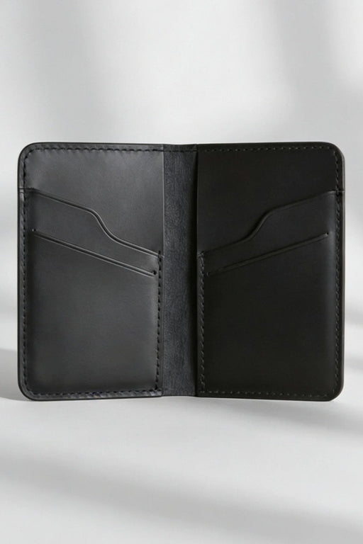 Black Slim Genuine Leather 6 Card Slots Wallet Handmade for Men Gift