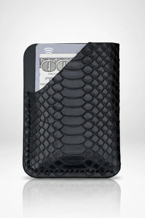 Snake Print Genuine Leather Wallet Everyday Carry Handmade for Men Gift