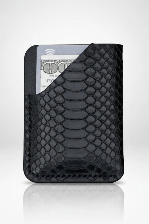 Snake Print Genuine Leather Wallet Everyday Carry Handmade for Men Gift